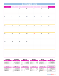 december calendar 2025 vertical