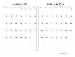 january and february 2025 calendar