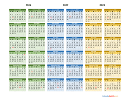 2026 2027 2028 calendar