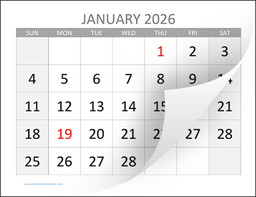 large 2026 calendar with holidays