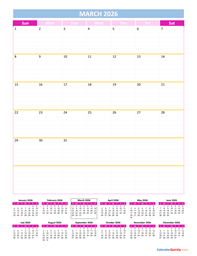 march calendar 2026 vertical